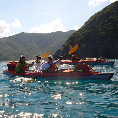 AdvancedFrame Convertible Elite Kayak In Ocean with Dog