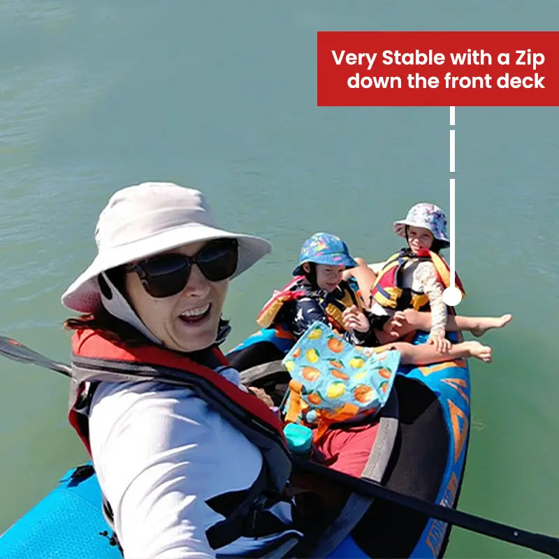 AdvancedFrame Expedition Elite with kids in the unzippable front deck