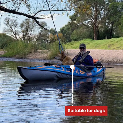 AdvancedFrame Expedition Elite Kayak with a man and a dog