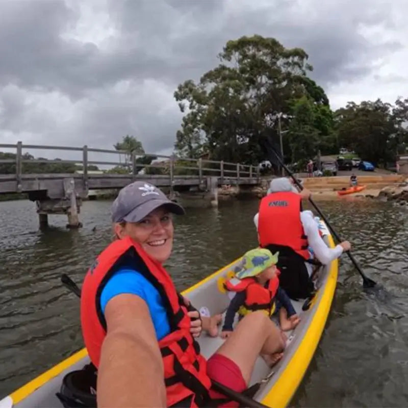 Air Glide 473 Kayak in use by a family