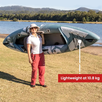 Kokopelli Platte Inflatable Kayak Woman Lifting