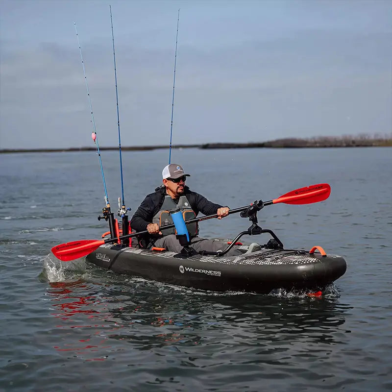 iatak 110 inflatable kayak man paddling