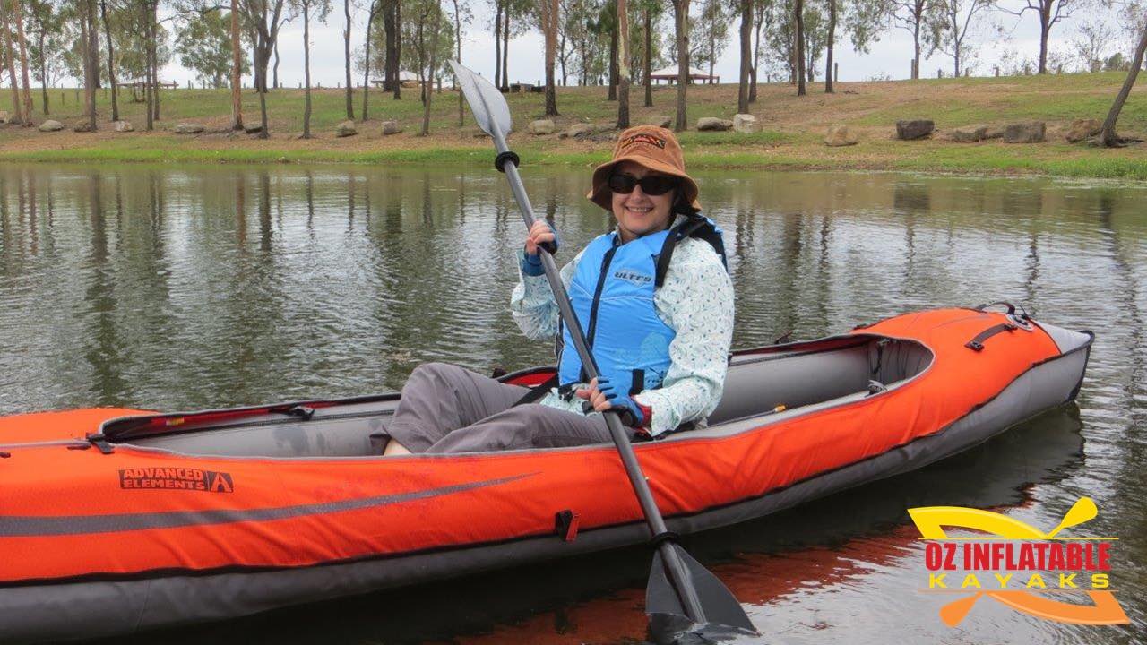 paddling solo in the advancedframe convertible tandem kayak 1