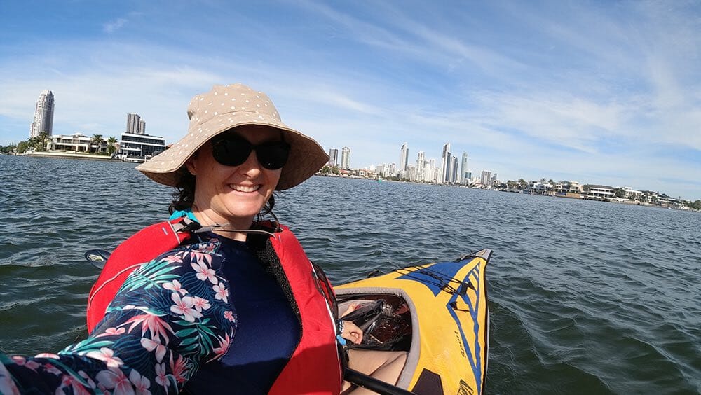 kayaking at yacht st to broadwater parklands advancedframe sport kayak selfie on the water
