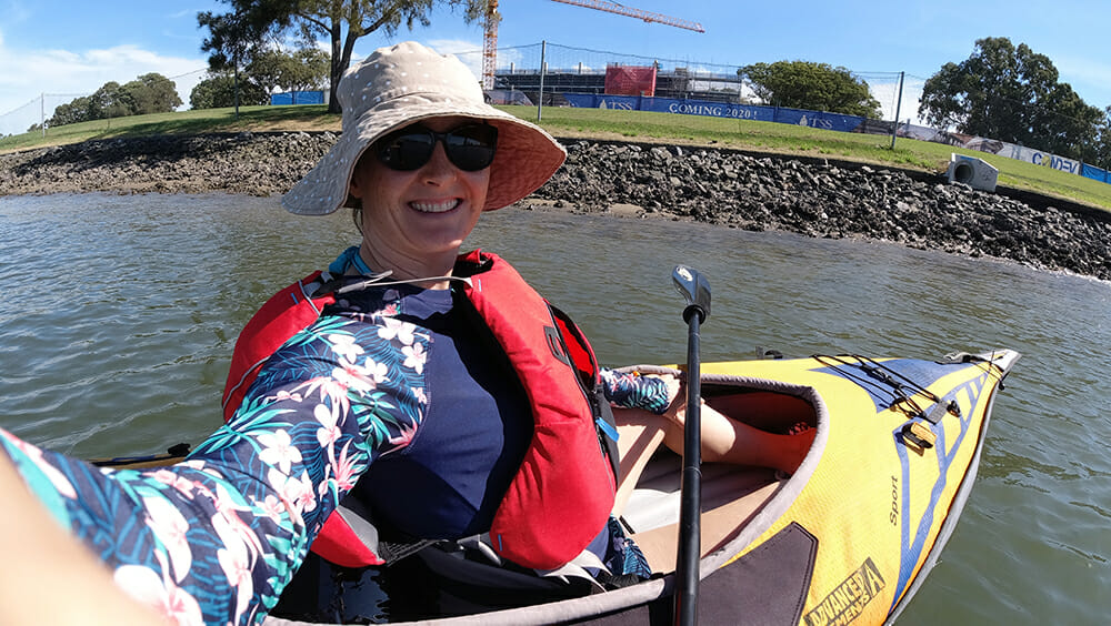 kayaking at yacht st to broadwater parklands advancedframe sport kayak smiling paddler