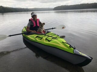 advancedframe kayak sarah rees with dog