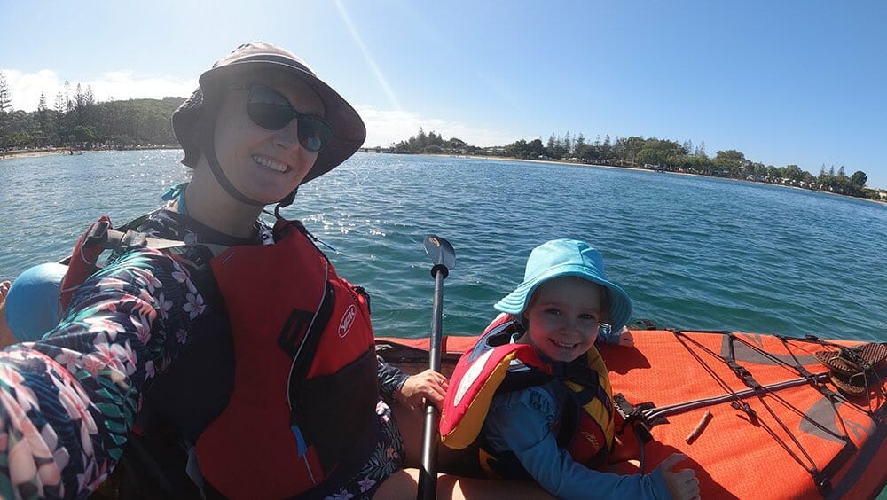 kayaking at tallebudgera creek advancedframe convertible elite kayak adult and kid