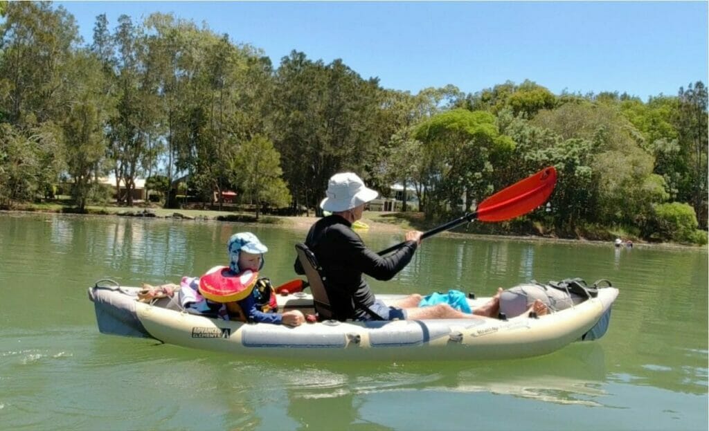 straitedge angler pro kayak with kid