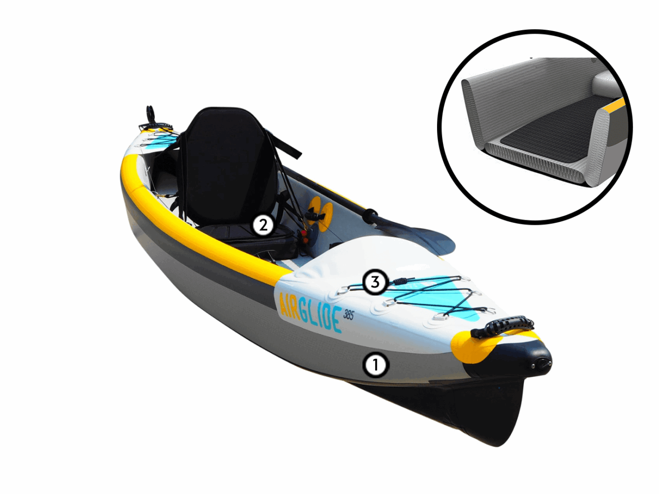 airglide 385 full drop stitch kayak with pump and paddle