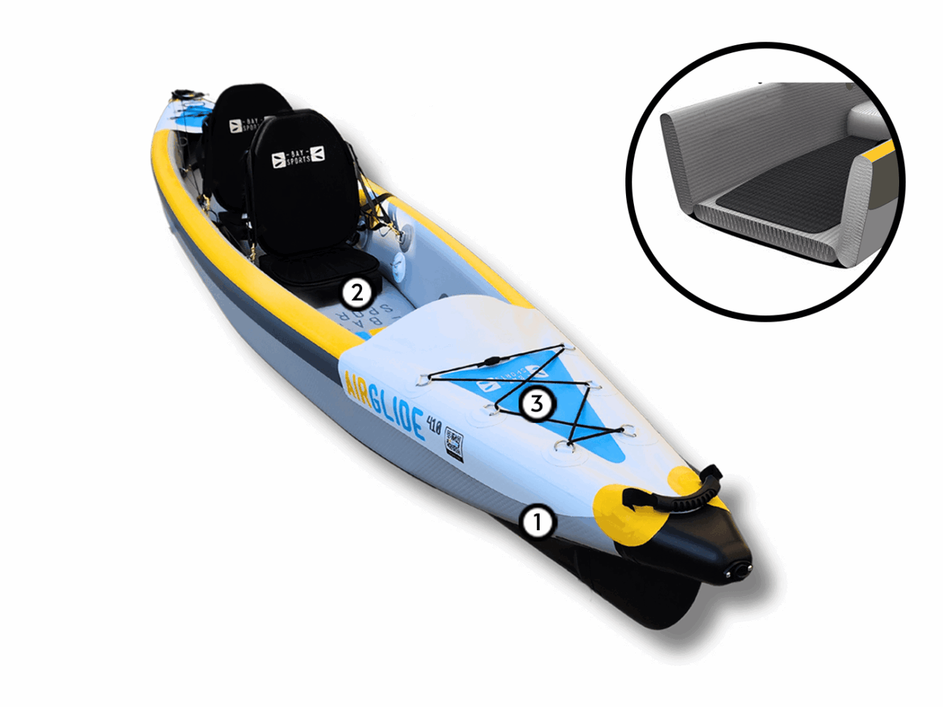 air glide 410 full drop stitch kayak with pump and paddle